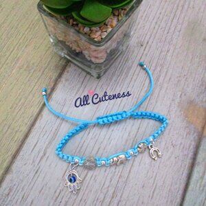 🎀 Blue Lucky Charms Cord Bracelet